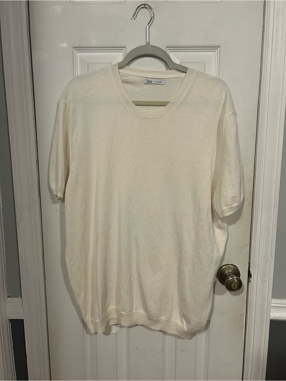Zara Cream Short-Sleeve Sweater